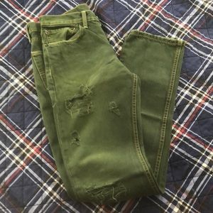 Green Distressed Levi pants